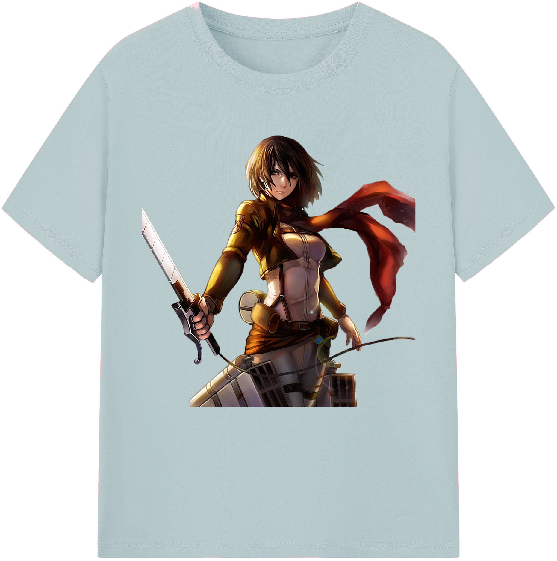 （画像用） 進撃の巨人 ミカサ·アッカーマン Attack on Titan Mikasa Ackerman 綿100％半袖Tシャツ（フロントプリント）